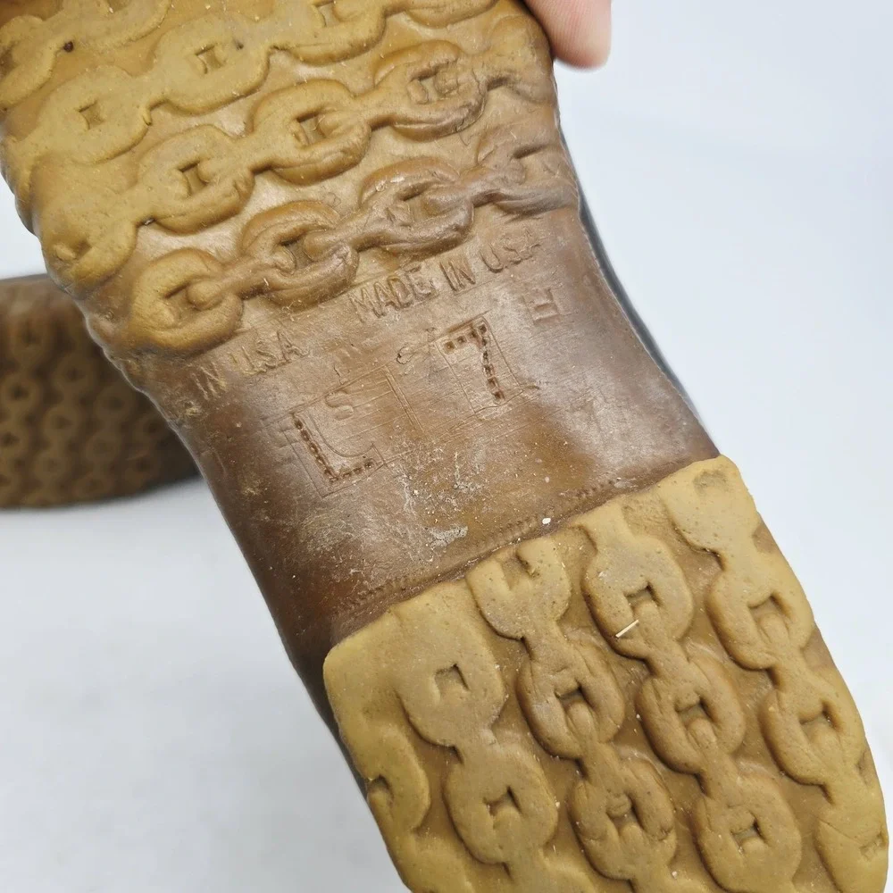 VTG LL Bean Boots Womens 7 Maine Hunting Shoe Unlined‎ Made In USA Leather Brown